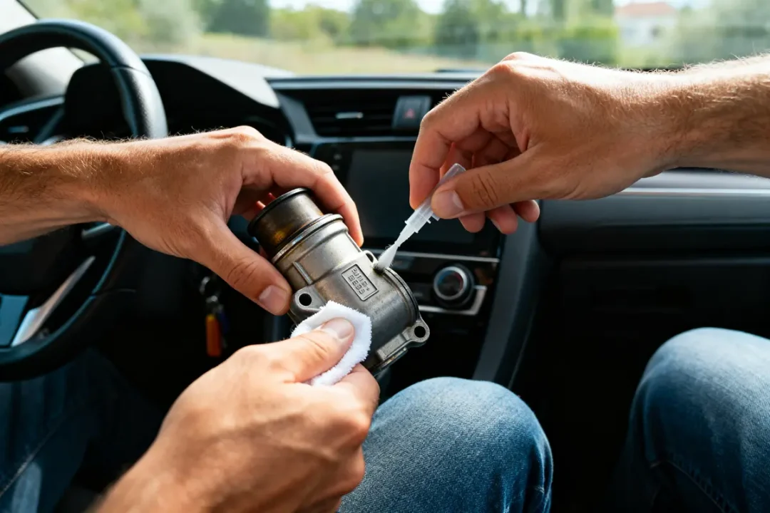 Nettoyage manuel d'une vanne EGR pour décrasser en roulant efficacement dans une voiture.
