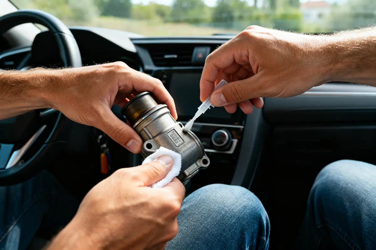Nettoyage manuel d'une vanne EGR pour décrasser en roulant efficacement dans une voiture.